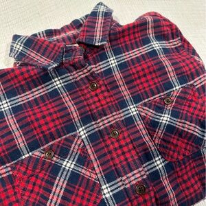 American Eagle Outfitters Women’s 4 Red, White & Navy Plaid Button Down Flannel